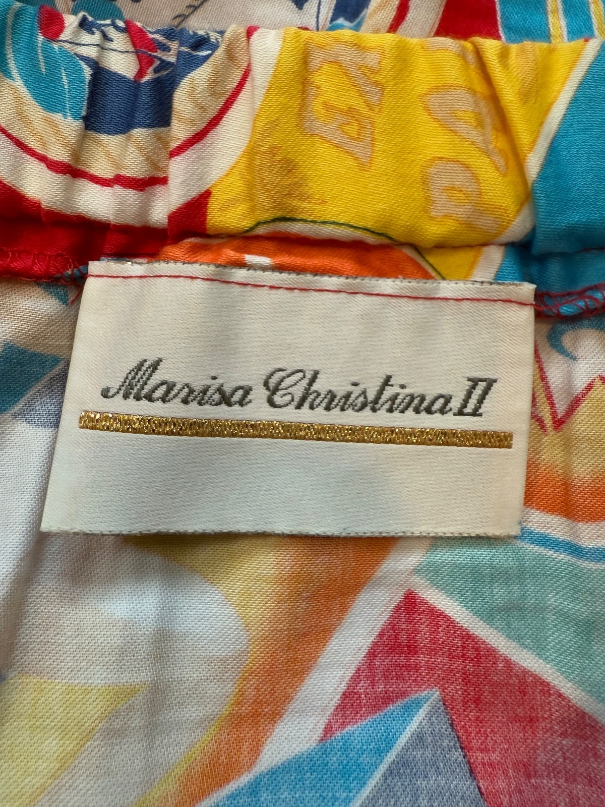 Vtg Marisa Christina II Travel Shirt & Skirt Cotton Set 1X Suit Cruise Beach