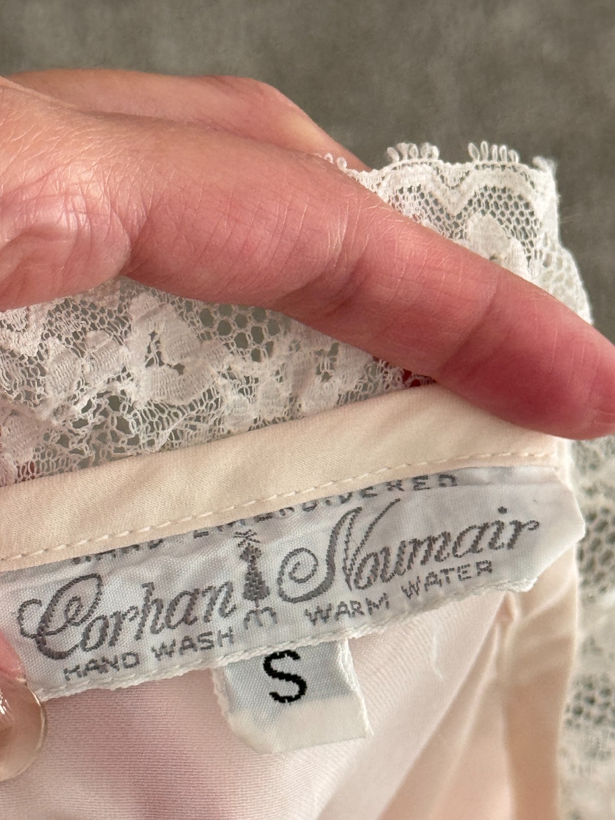 Vintage 70s 80s Corhan Noumair Pink Peignoir Set Embroidered Lace ILGWU USA S