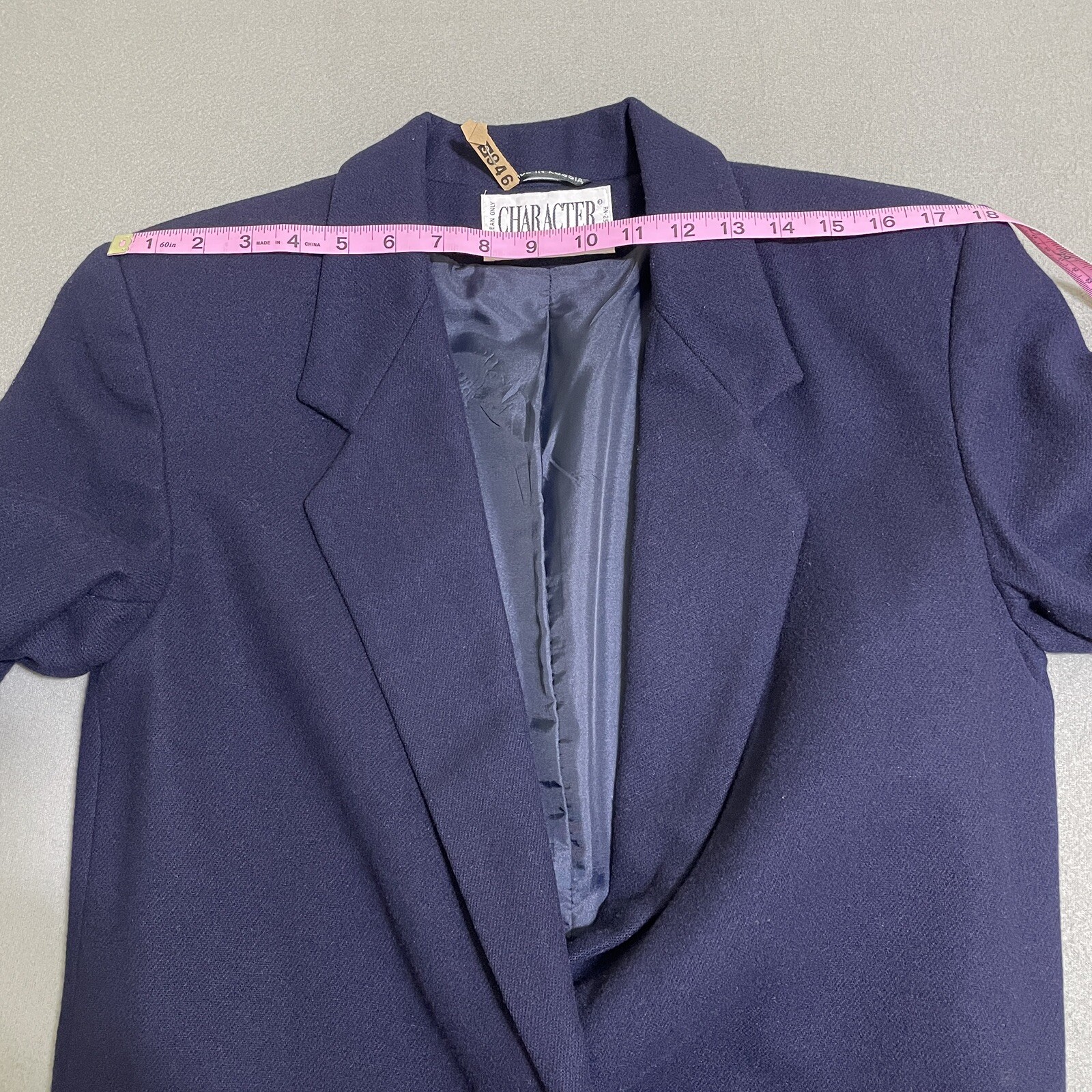 Vtg Womens WOOL BLAZER JACKET Gold Accent Buttons Preppy 90s Academic Navy Sz 8