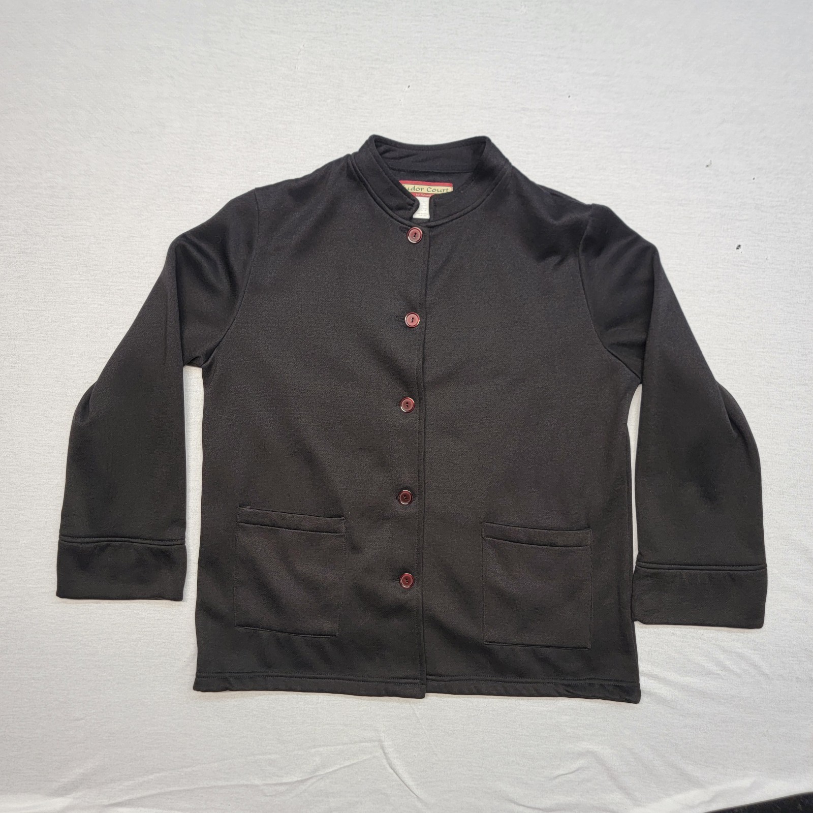 Vintage Tudor Court Womens Sweatshirt Button Jacket Vintage 90’s Size MED Black