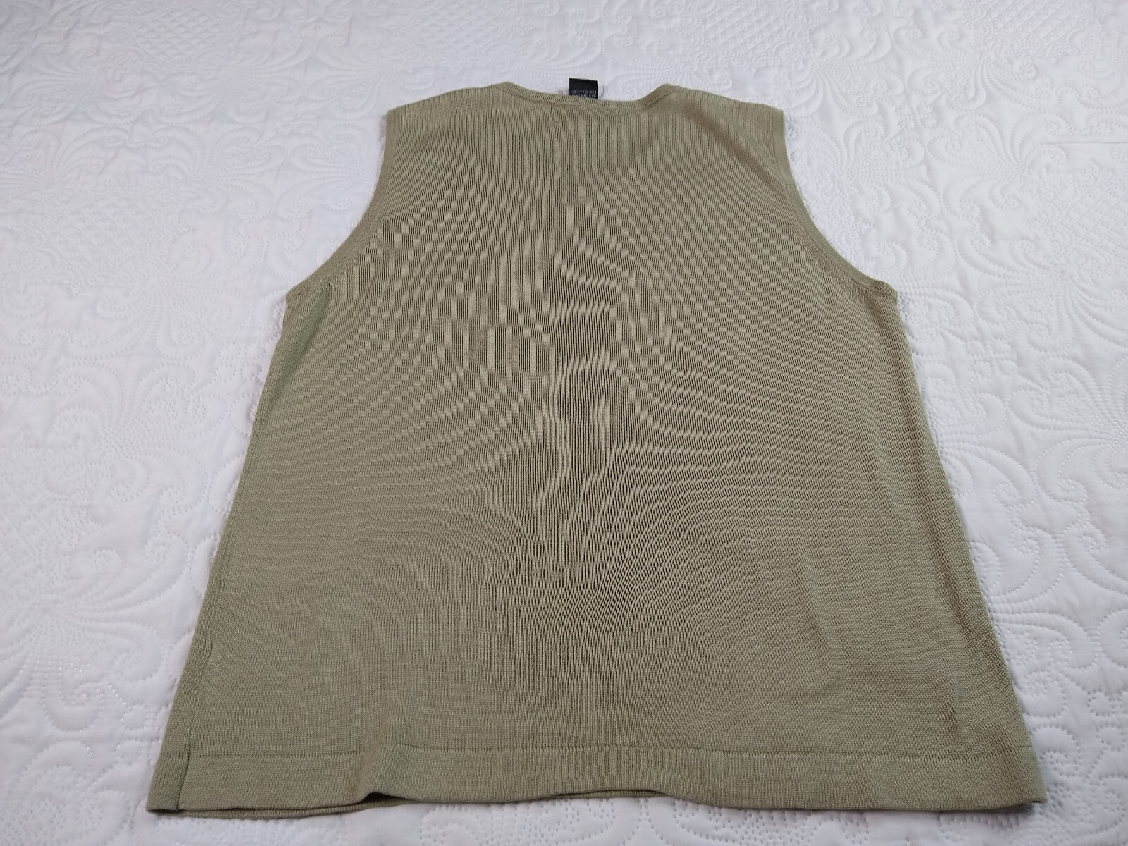 SILX by August Silk Tank Top Women’s L (S) Moss Green Minimalist Luxury Y2k Vtg