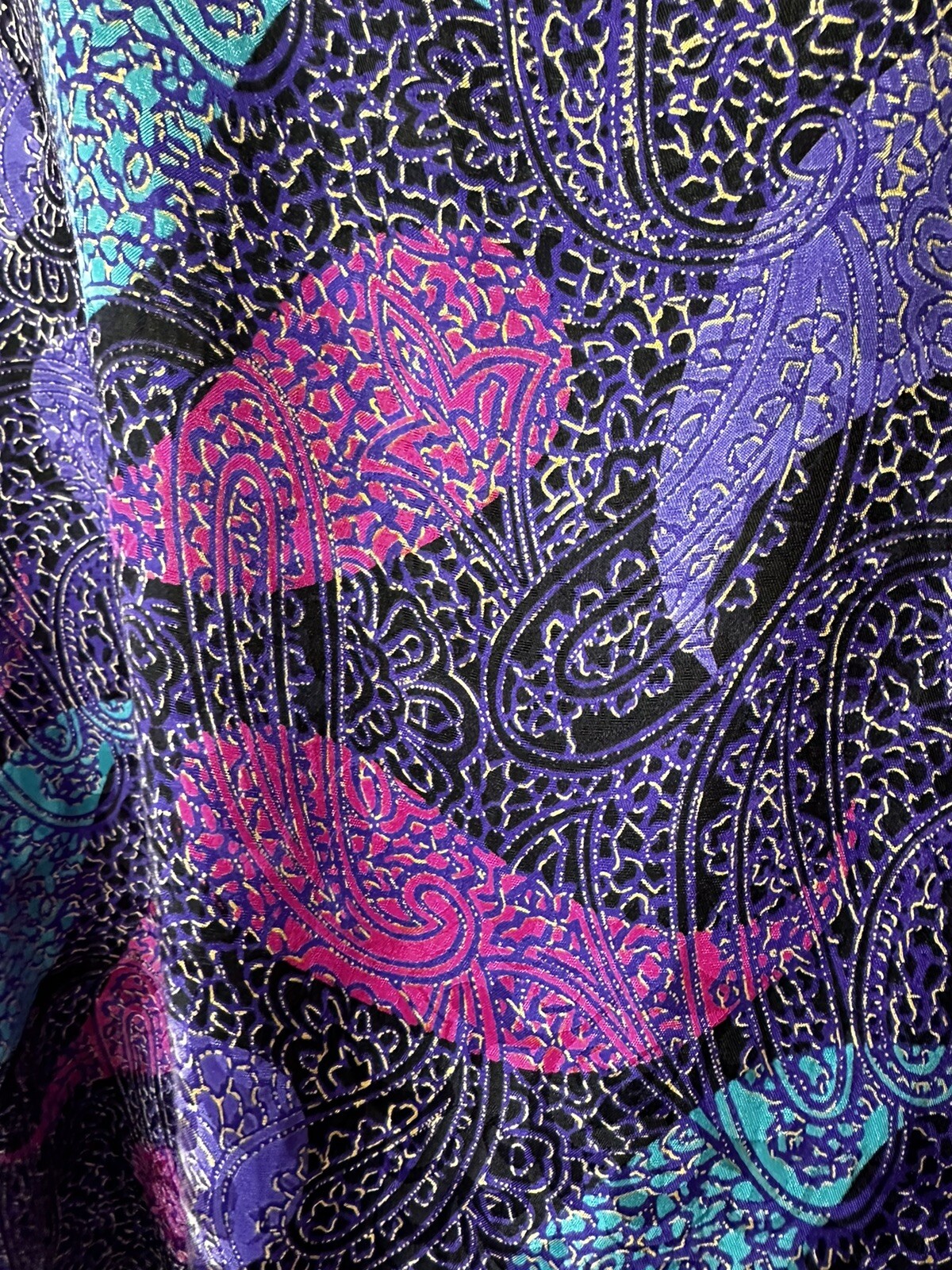 Vintage Sophisticates By Jonathan Martin Blouse Women 16 Purple Paisley Satin