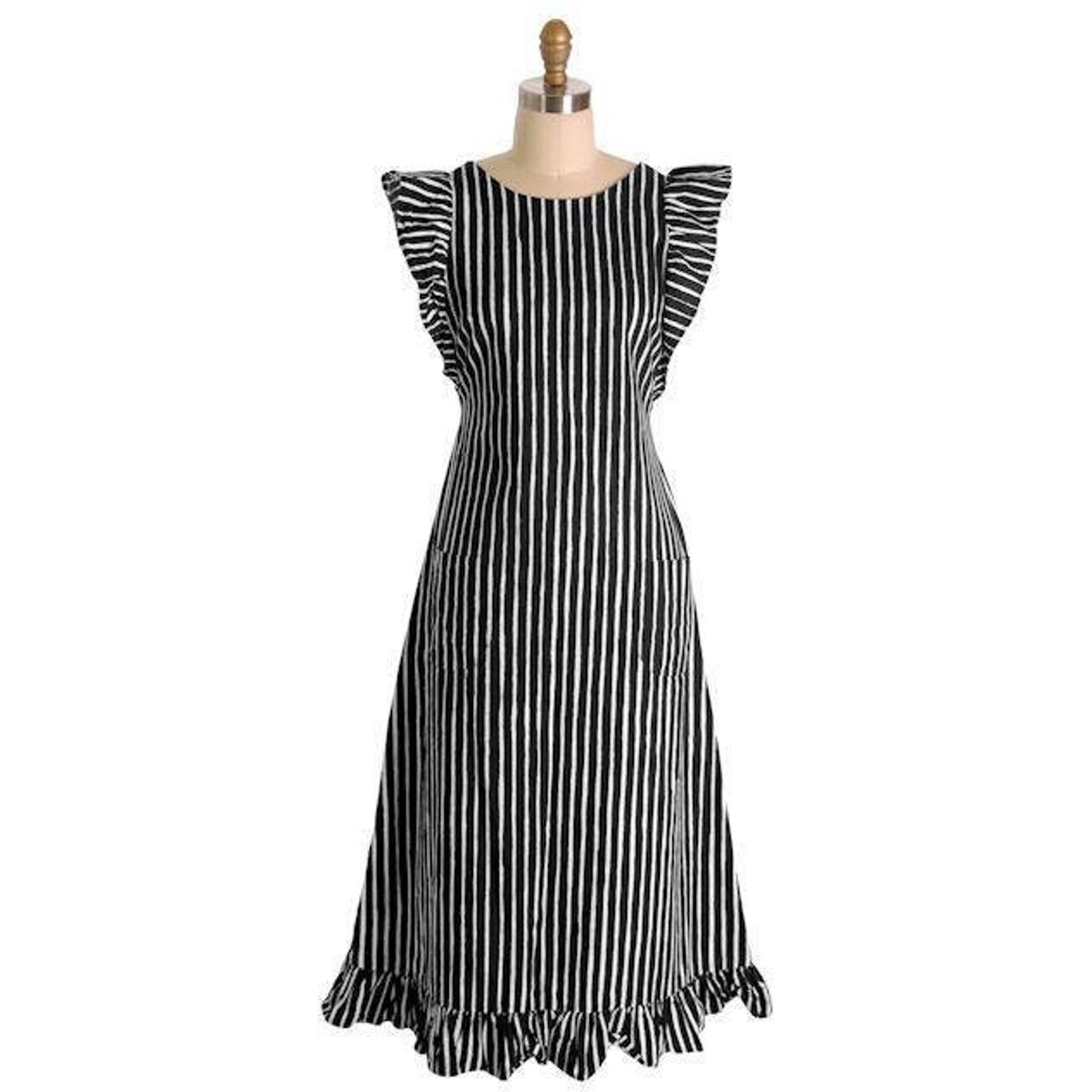 VTG 70s Marimekko Piccolo Stripe Jokapoika Dress Green Black Stripe Dress 38/10