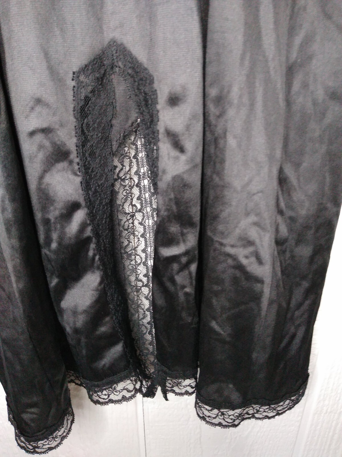 Vintage JC Penney Body Lites Full Slip Dress Nylon Lace Black Sz 34 Made in USA