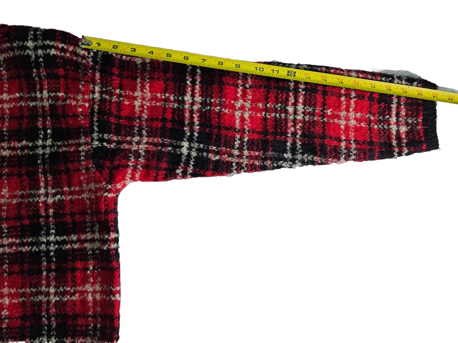 Vtg 80s PHD Paul Harris Design Large Red Plaid Pullover Sweater Mohair Blend