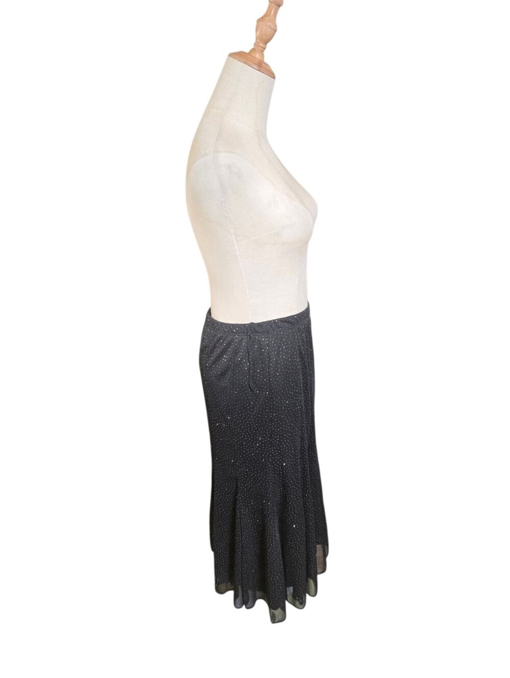 Onyx Nite Vintage Black Sparkle Midi Skirt