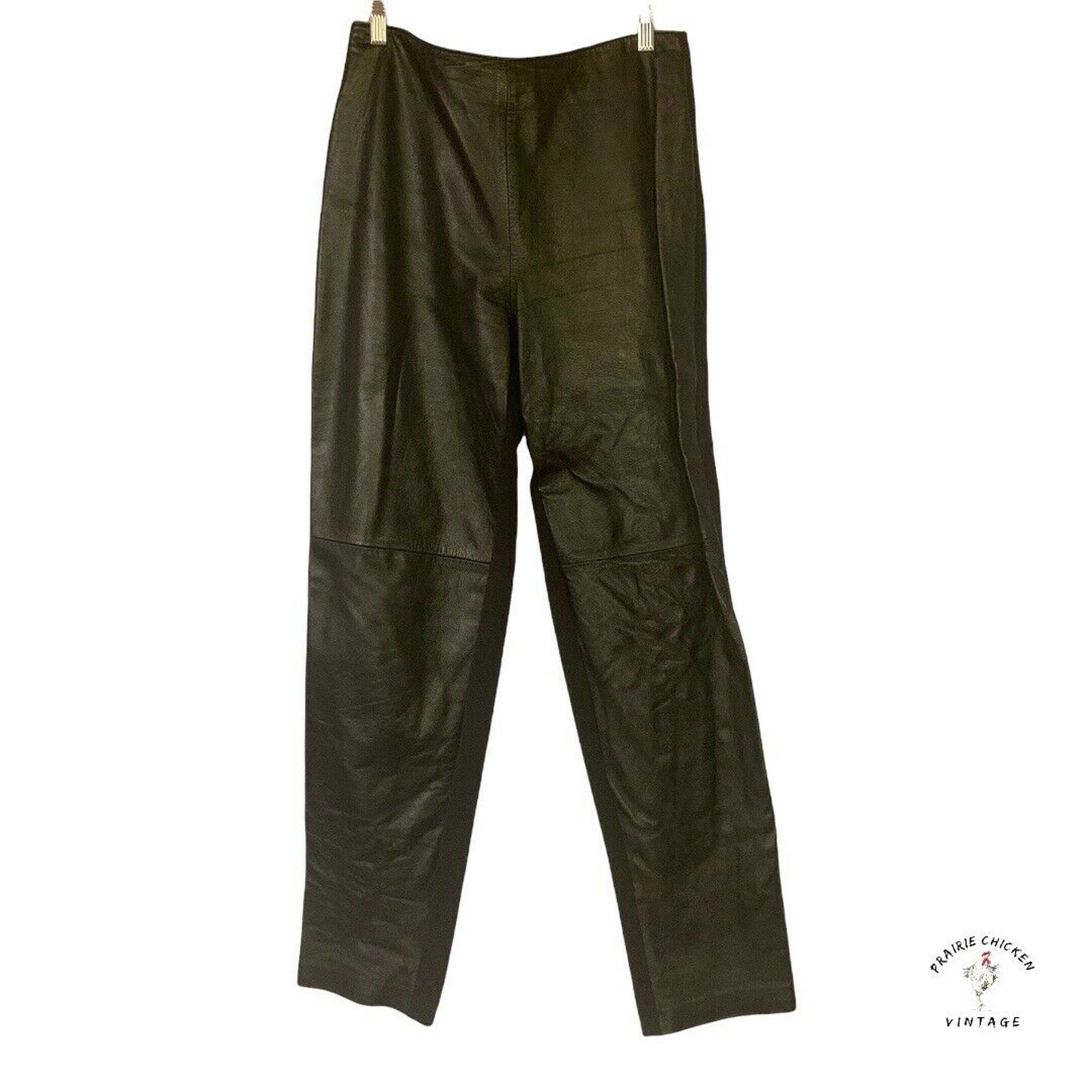 vintage Leather & Ribbed Stretch Pants 12 Retro Biker Punk Motorcycle Baddie 90s