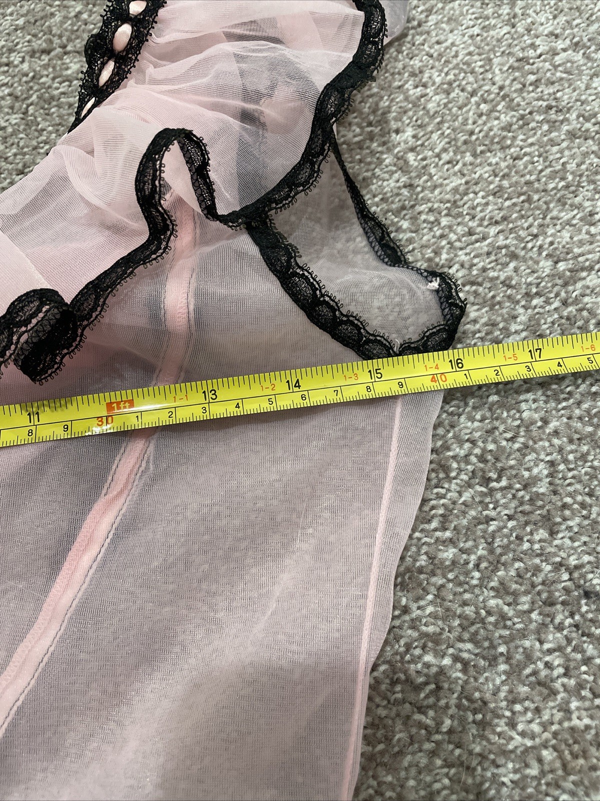 Vintage 1950s Glydons Chiffon Skirted Slip Teddy Pink Black Small Ruffle Pin Up