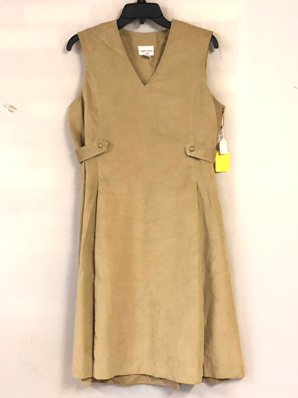 Vintage 70s Country Miss Petites Beige Corduroy Romper Size 8 Made in USA