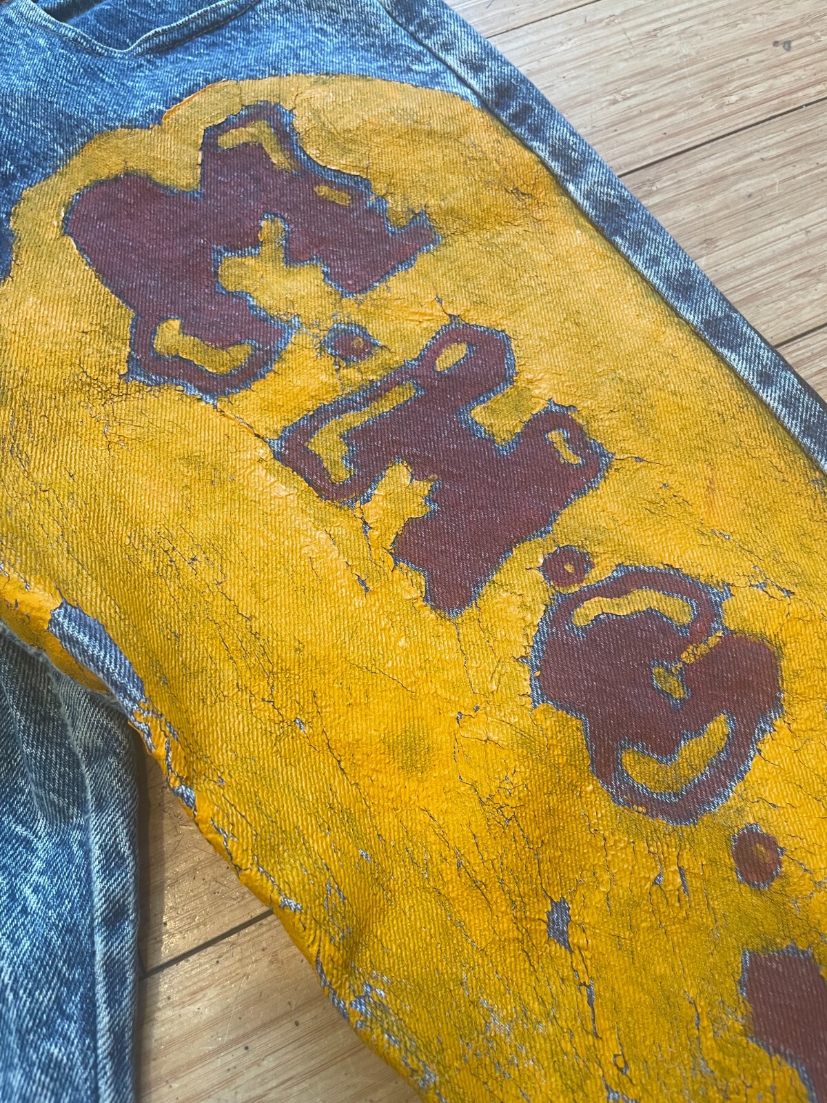 1990s Hand Painted Denim Jeans, Vintage 1993 Graduation Painted Jeans, Vintage