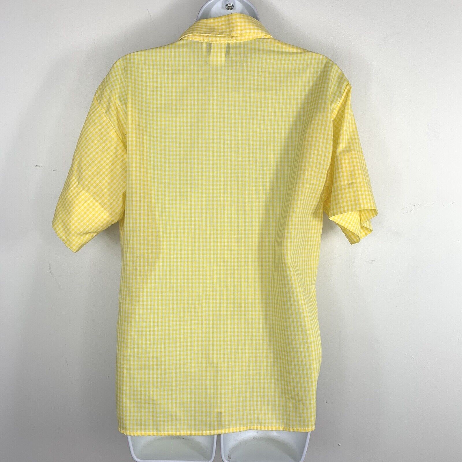 Lady Diplomat Yellow Gingham Blouse sz 10 Cottagecore Picnic VINTAGE EB54