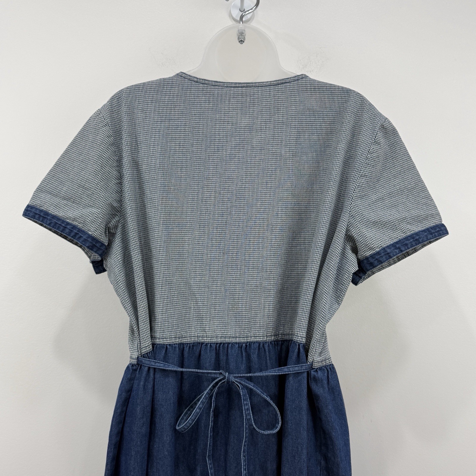 VTG 90s Bobbie Brooks Denim Dress XL Garden Gingham Cottage Country Teacher Maxi