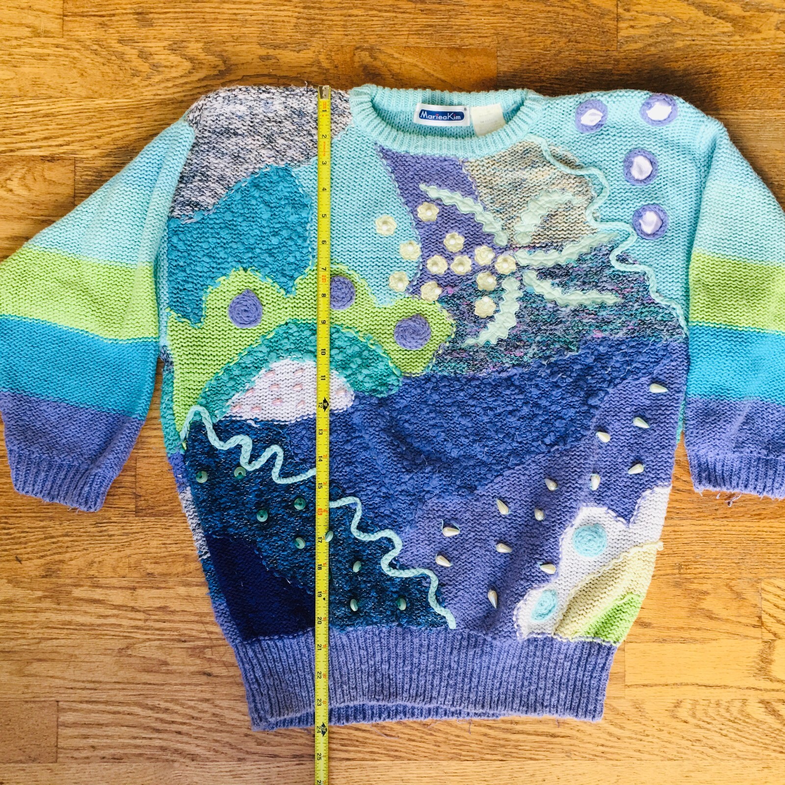 Mariea Kim Vintage Wool Blend Ocean Seashell Sweater Size MEDIUM