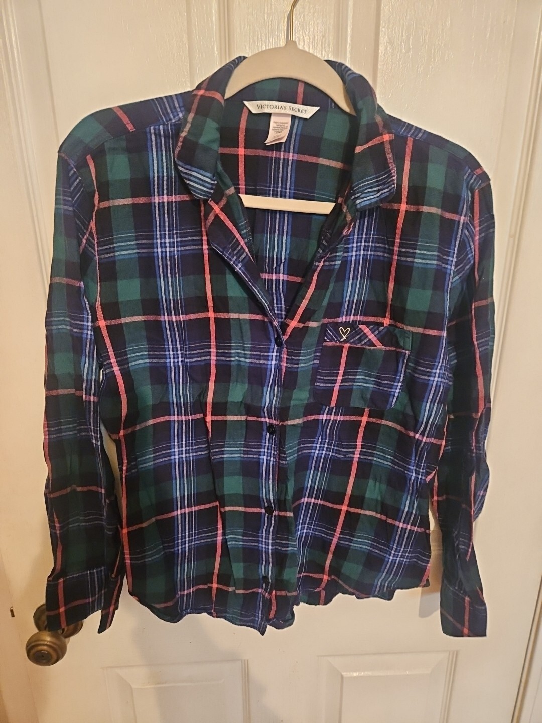 Womans Victoria Secrets Pajama Set,small, Plaid, Cotton/modal