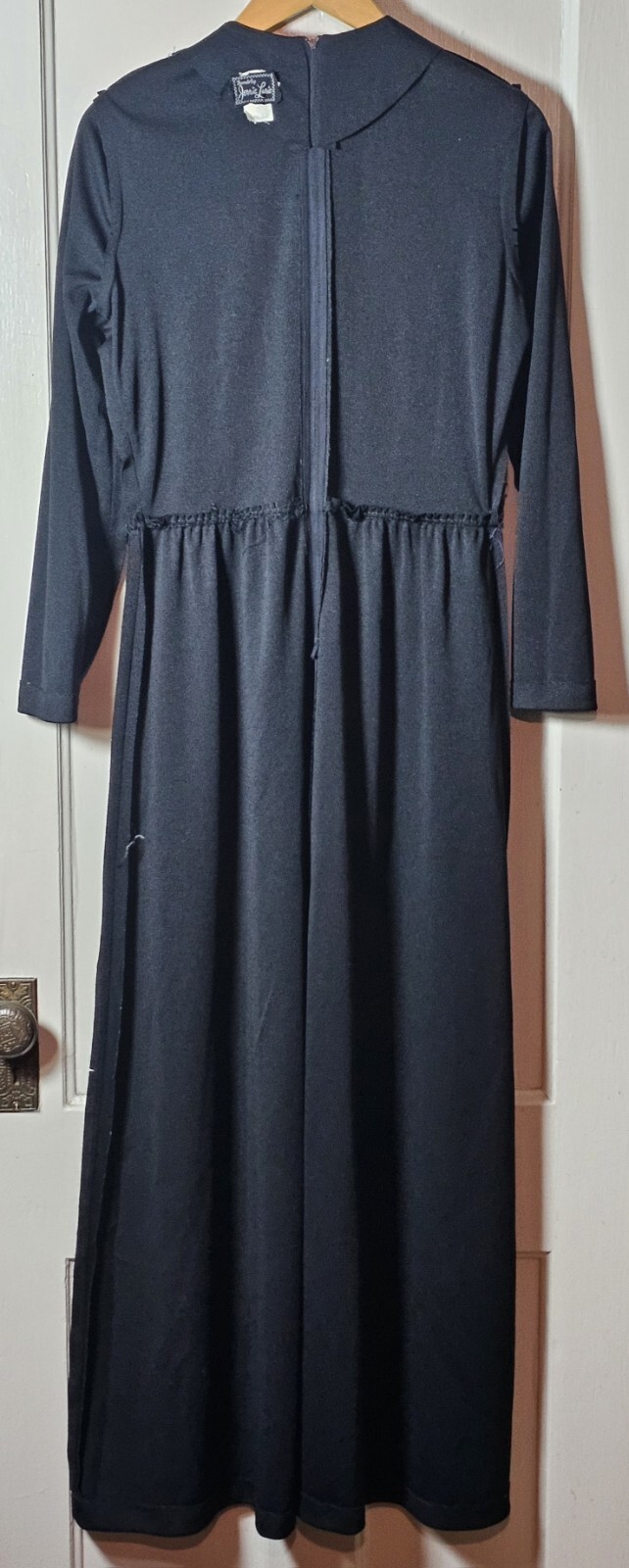 VTG WhimsyGoth 70’s Jerrie Lurie Maxi Dress Women 14 Black L/S Witchcore Pleated