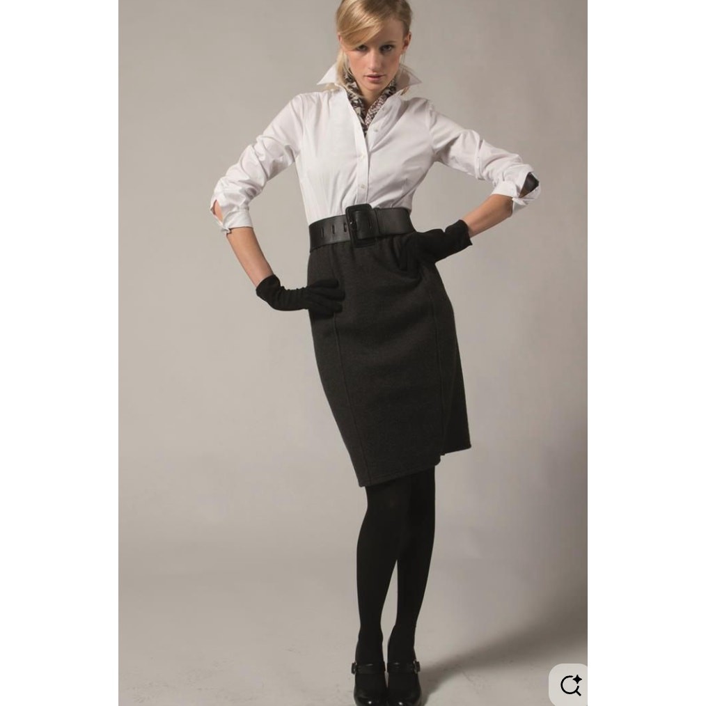 $376 GEIGER Boiled Wool Black Pencil Skirt | 42 EU (12 US) | New! Vintage!