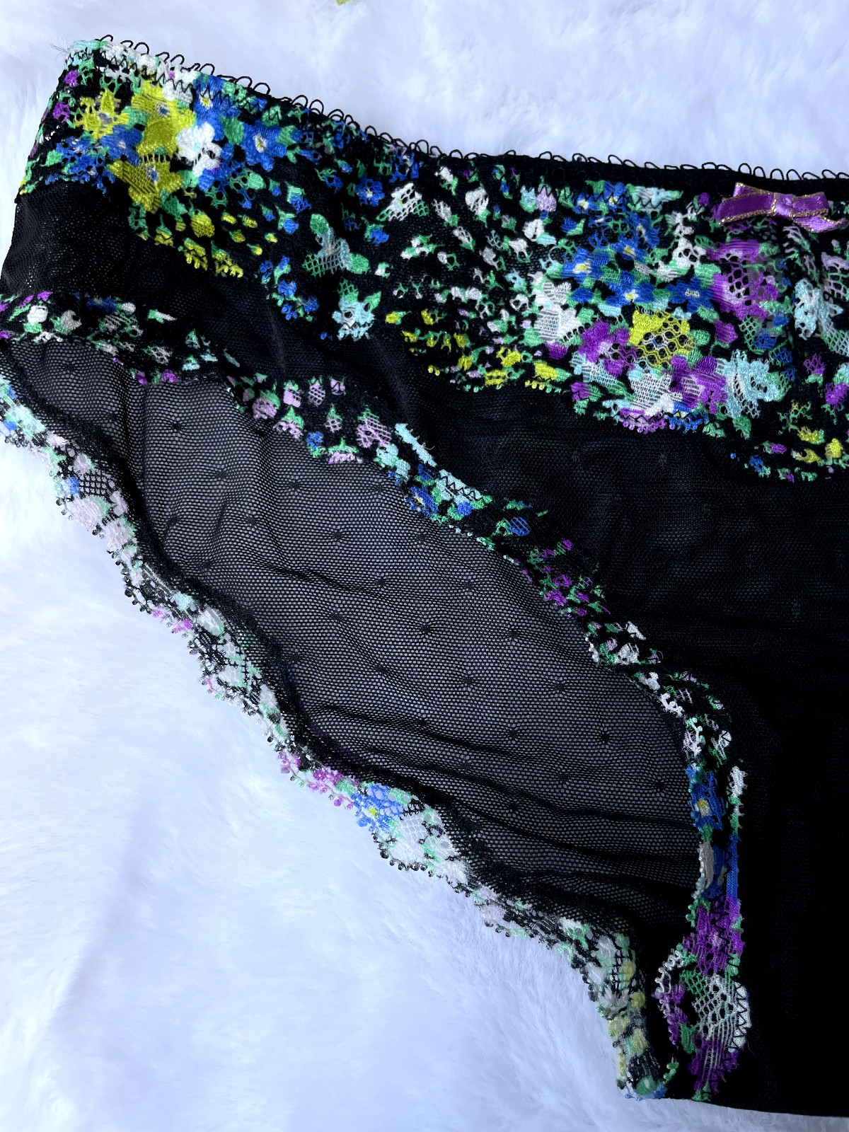 Vintage Victoria’s Secret Black Nylon Mesh Panty Sheer Bikini Sissy Briefs SZ.M