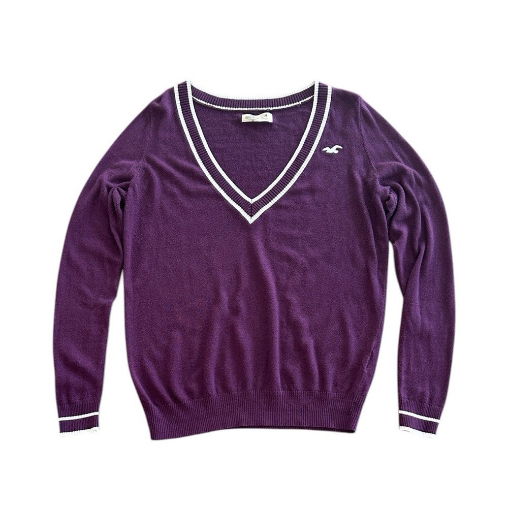Hollister Vintage Y2K V-Neck Pullover Spring Sweater Tennis Preppy Size Medium