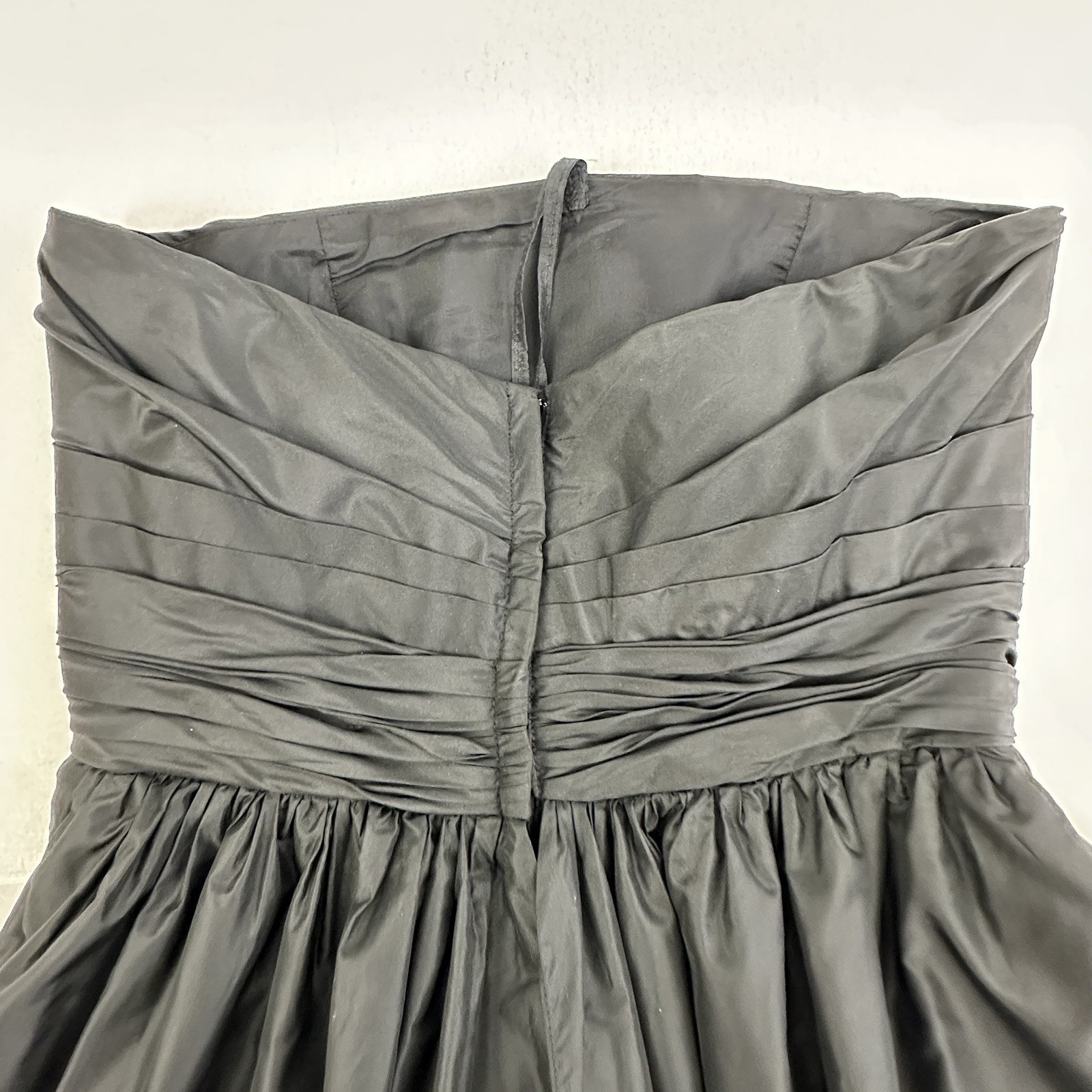 Vtg Sara Fredericks Black Strapless Taffeta & Lace Dress w/Lace Top S/M /cb