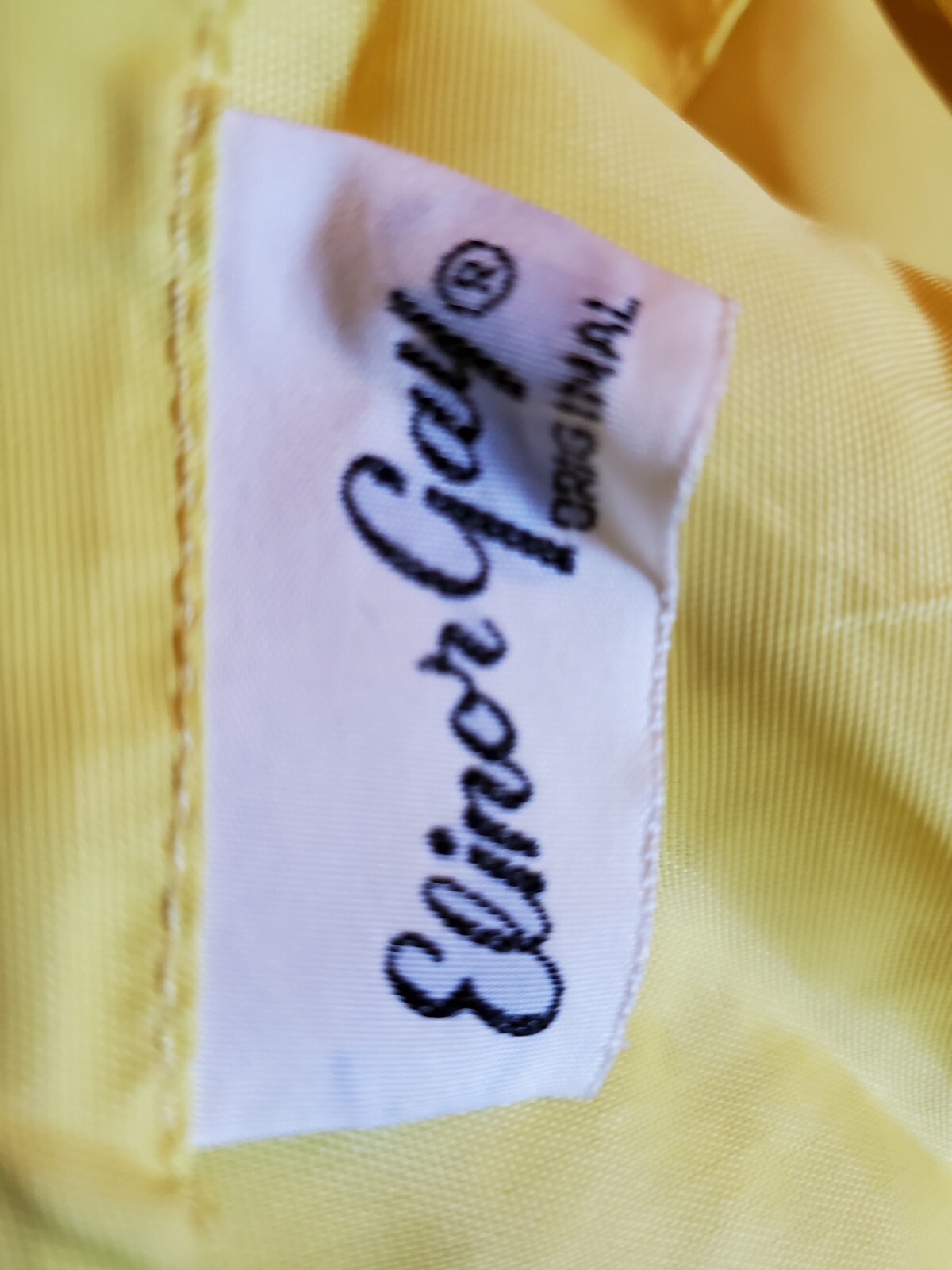 Vtg 50s/60s Elinor Gay Sleeveless Yellow Dress SMALL Embroidered Lace