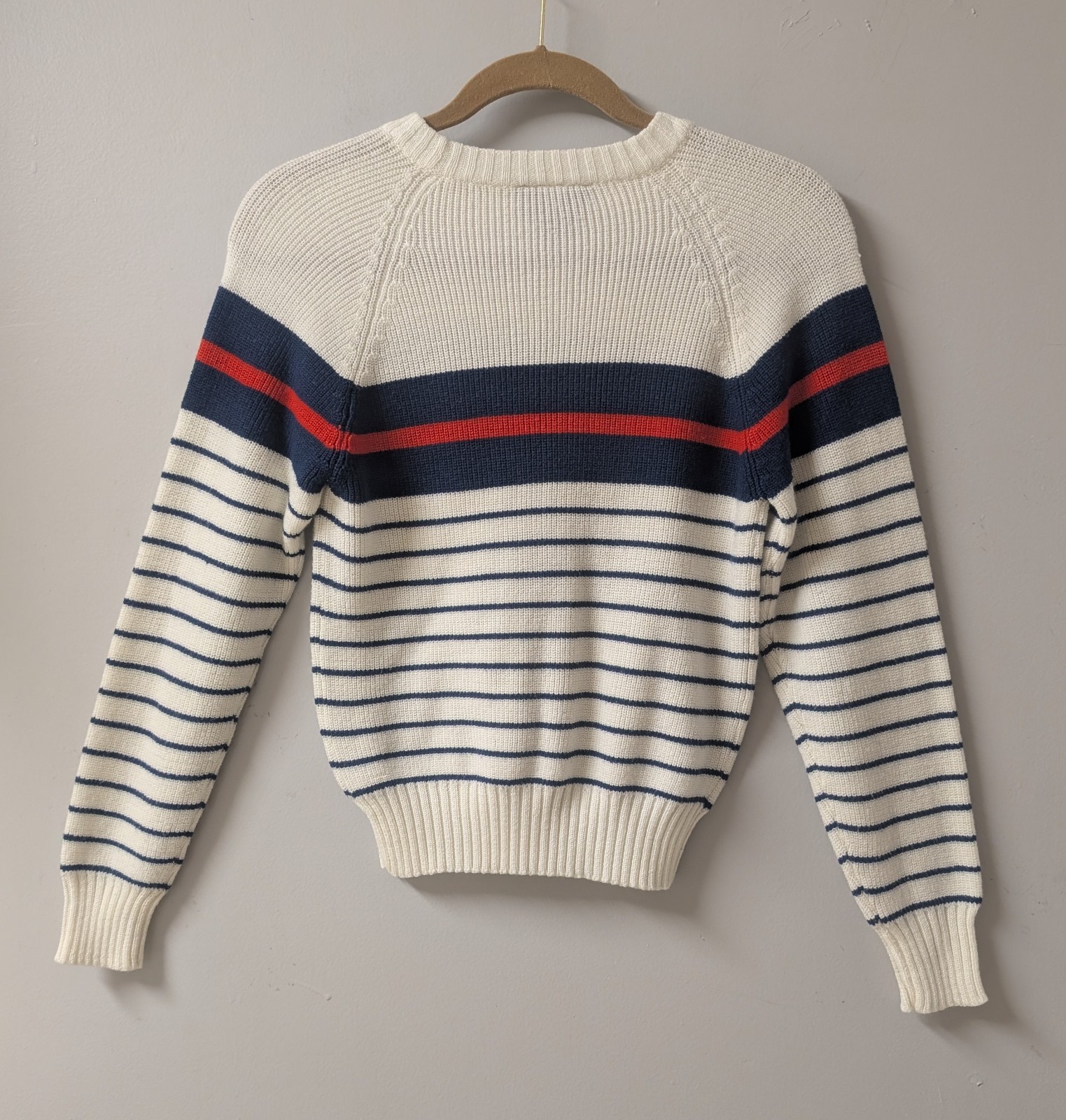Vintage 70’s Checkmate Knit Preppy Striped Acrylic Pullover Sweater Hong Kong S
