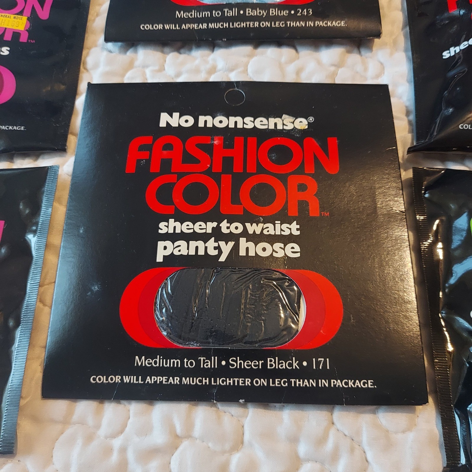 Vintage 80s No Nonsense Fashion Color Pantyhose Lot Misty Grey Navy Wine 8pk