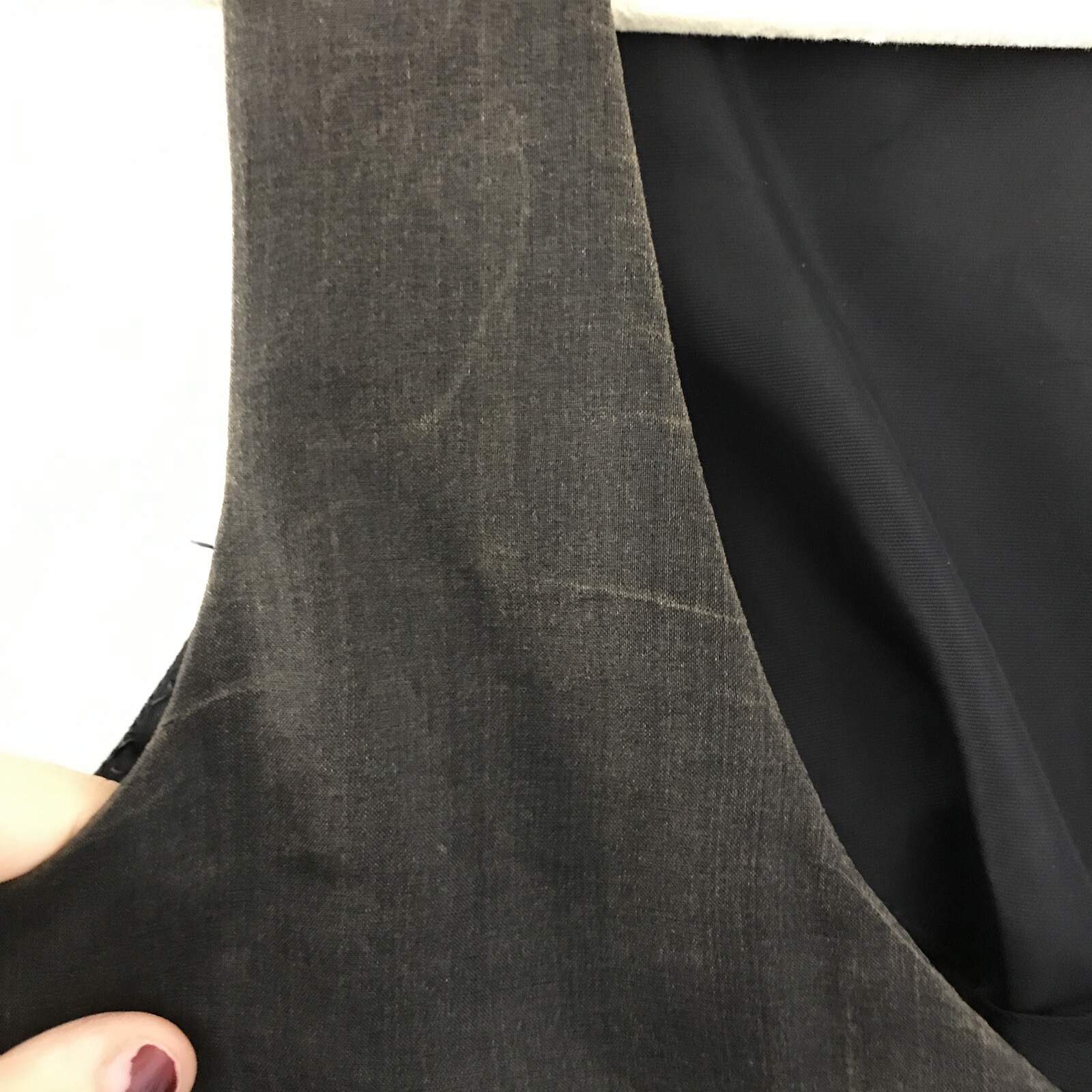 Vintage 1950s Handmade Black Crepe Fitted Waist Wiggle Cocktail Shift Dress 38″