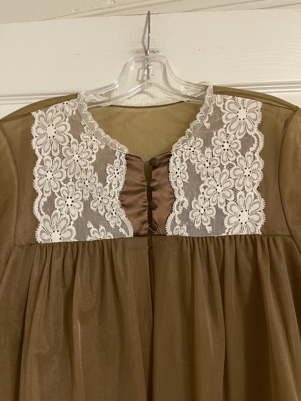 Vintage Vanity Fair Peignoir Set Robe Gown Women’s Sz S Mocha Brown Double Nylon