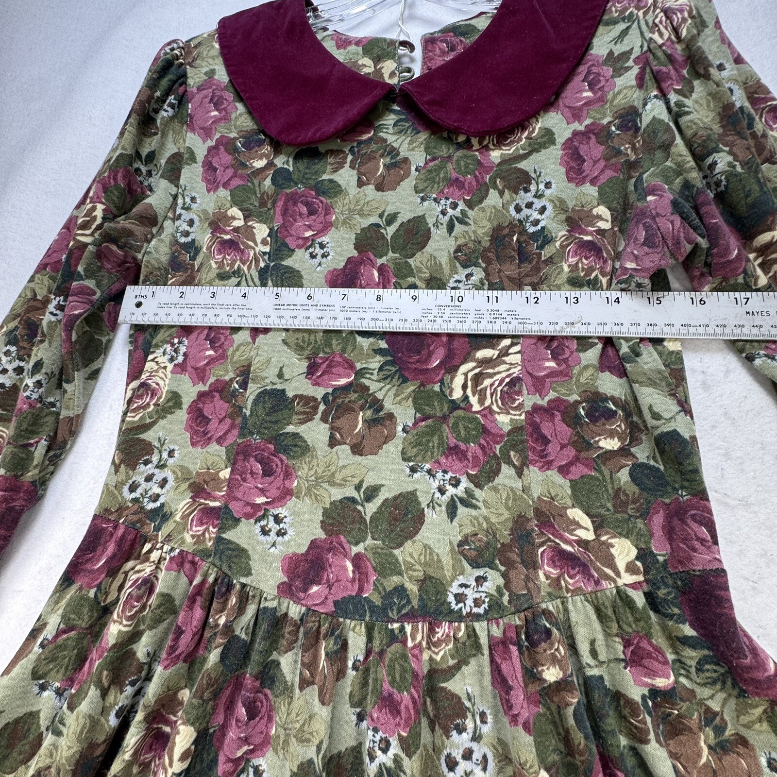 Vintage 80s LANZ Originals Floral Cottagecore Prairie MIDI Dress Size Medium