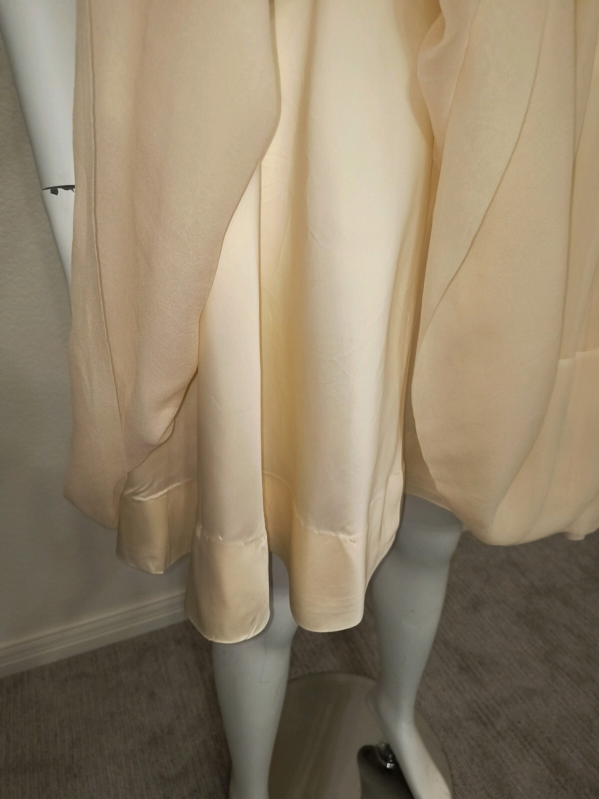 Vtg 1950s Ivory Pale Peach Chiffon V-Cut Neckline Cocktail Dress, Sz 4-6
