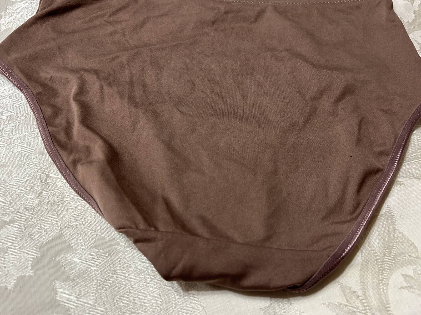 Vtg INTIMATES 3042 Polyester Lace Inserts Hi-Cut Sz 9/2XL Brown Panties #71