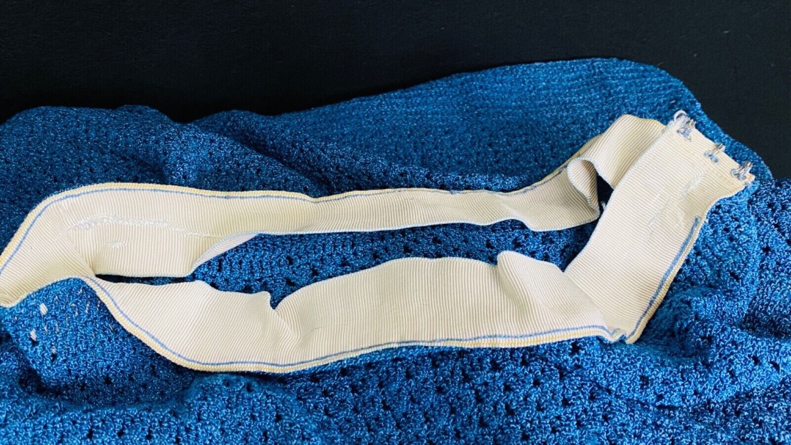 Vintage 1930s blue knit dress set, skirt long sleeve 1940s sweater outfit S M