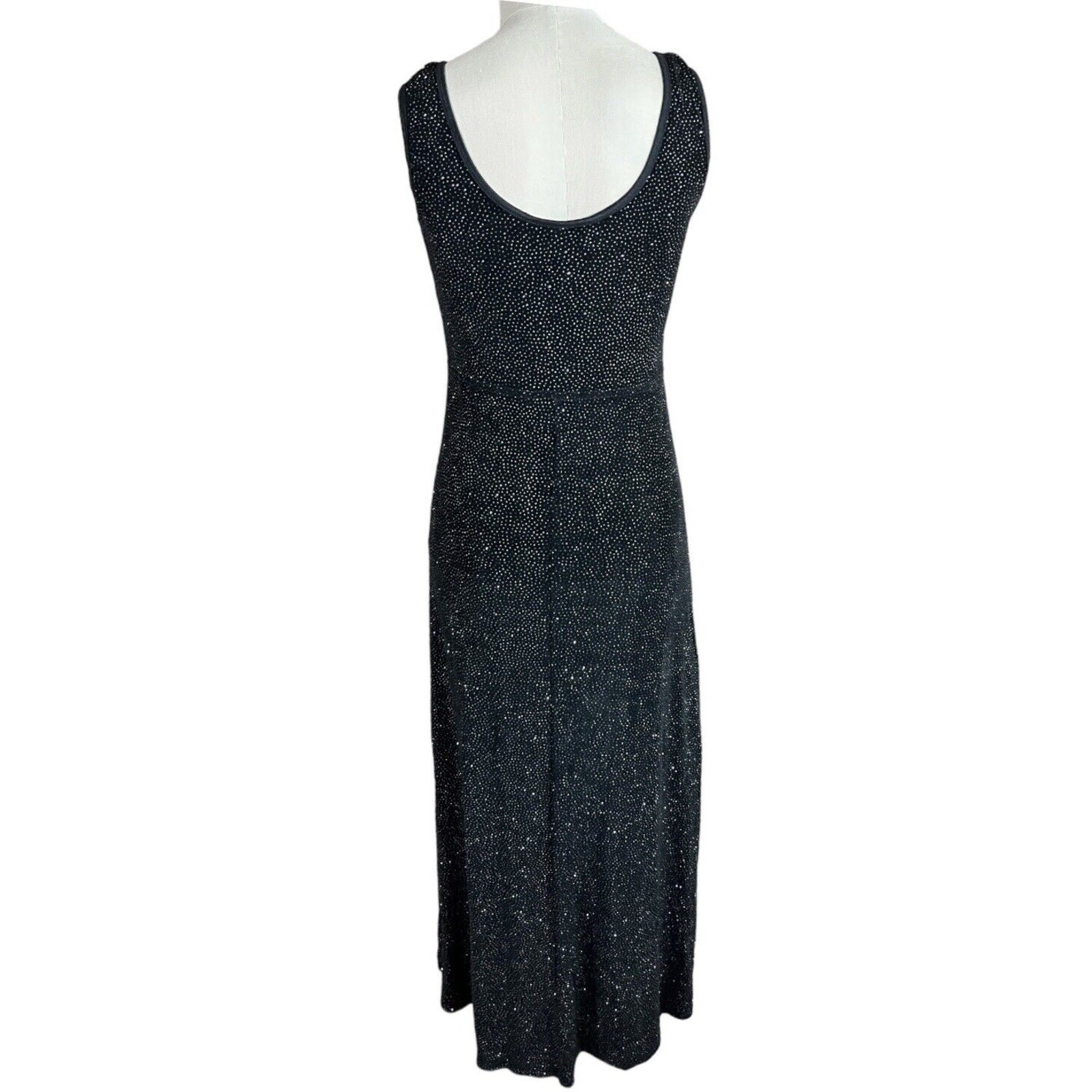 Vintage Miss Ashlee Black Glitter Maxi Dress Sleeveless Long Gown WOMEN’S SMALL