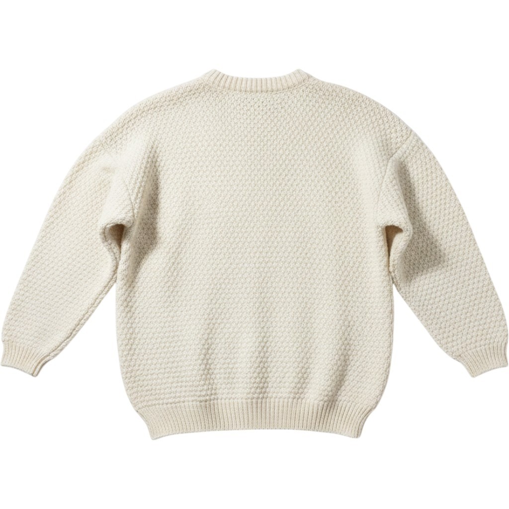 VTG Highland Home Industries Wool Cable Knit Fisherman Cardigan Sweater Ivory
