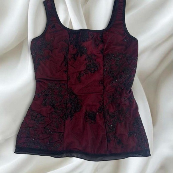NWT JTB red black glitter lace corset tank top y2k vintage fairy goth grunge emo