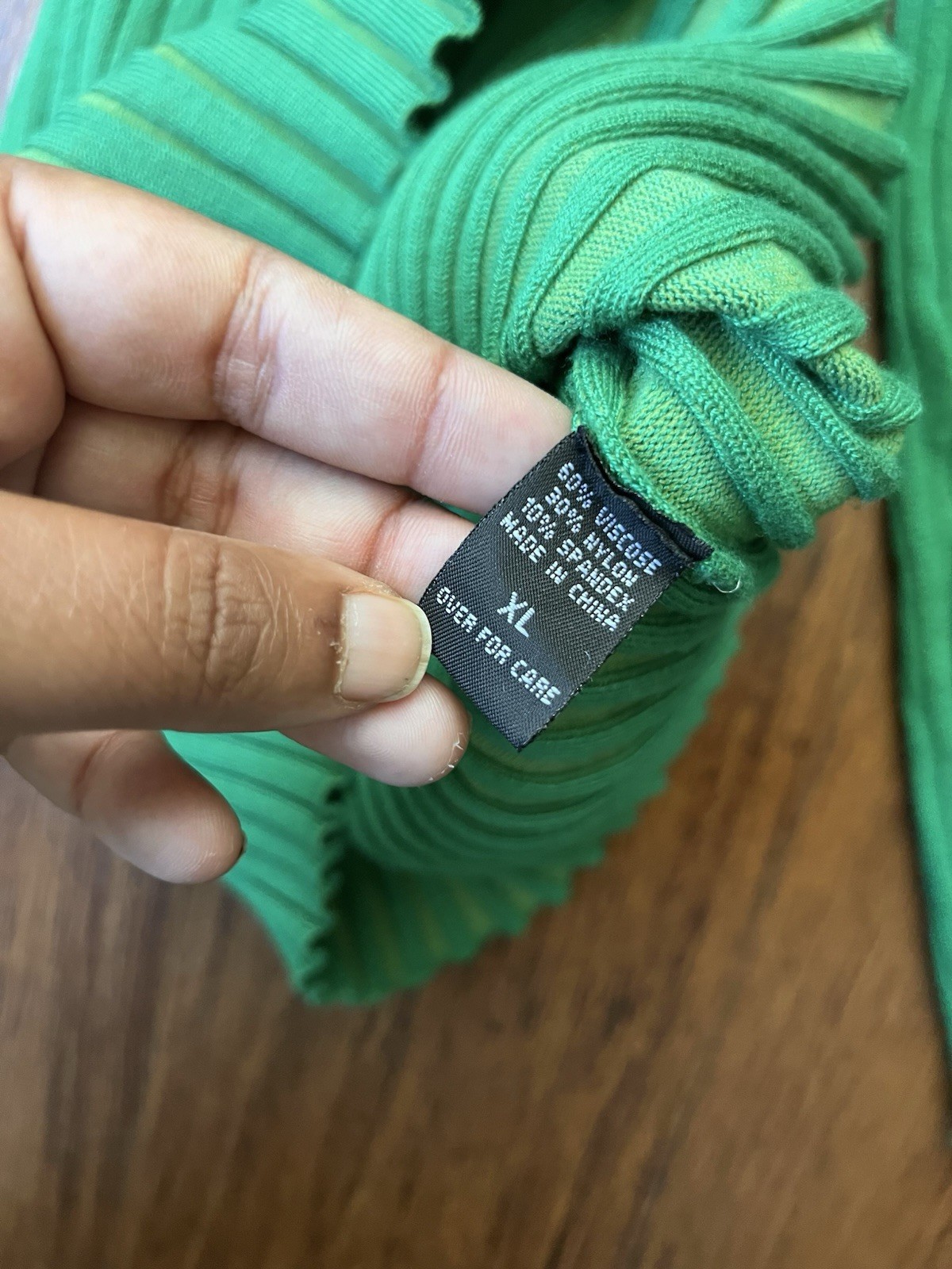 Vintage Y2K Ribbed Knit Top XL Green Turtleneck Chunky Cyber Grunge Office 90s