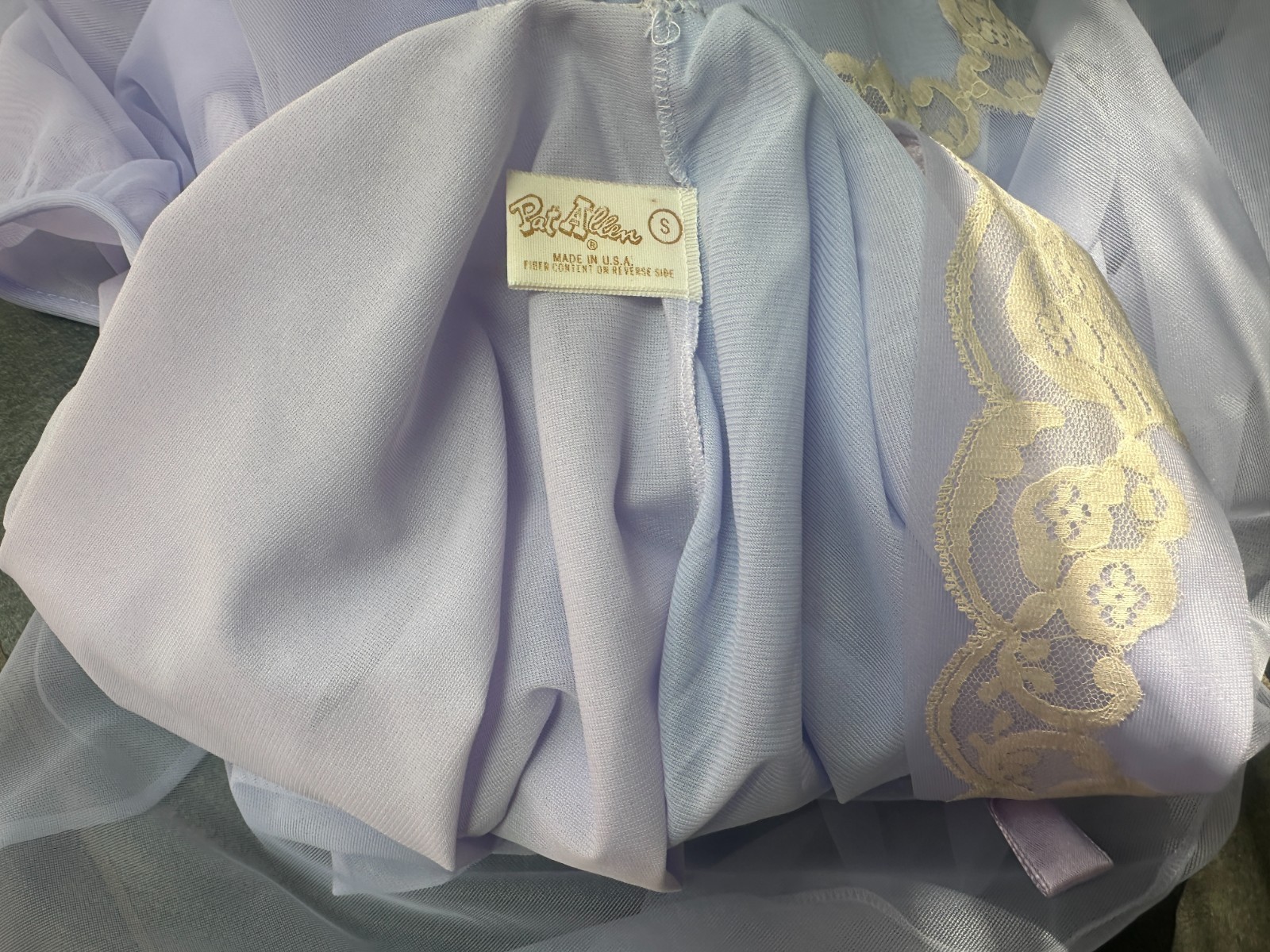 Vintage 1960s Purple Nylon and Ivory Lace Nightgown Pat Allen