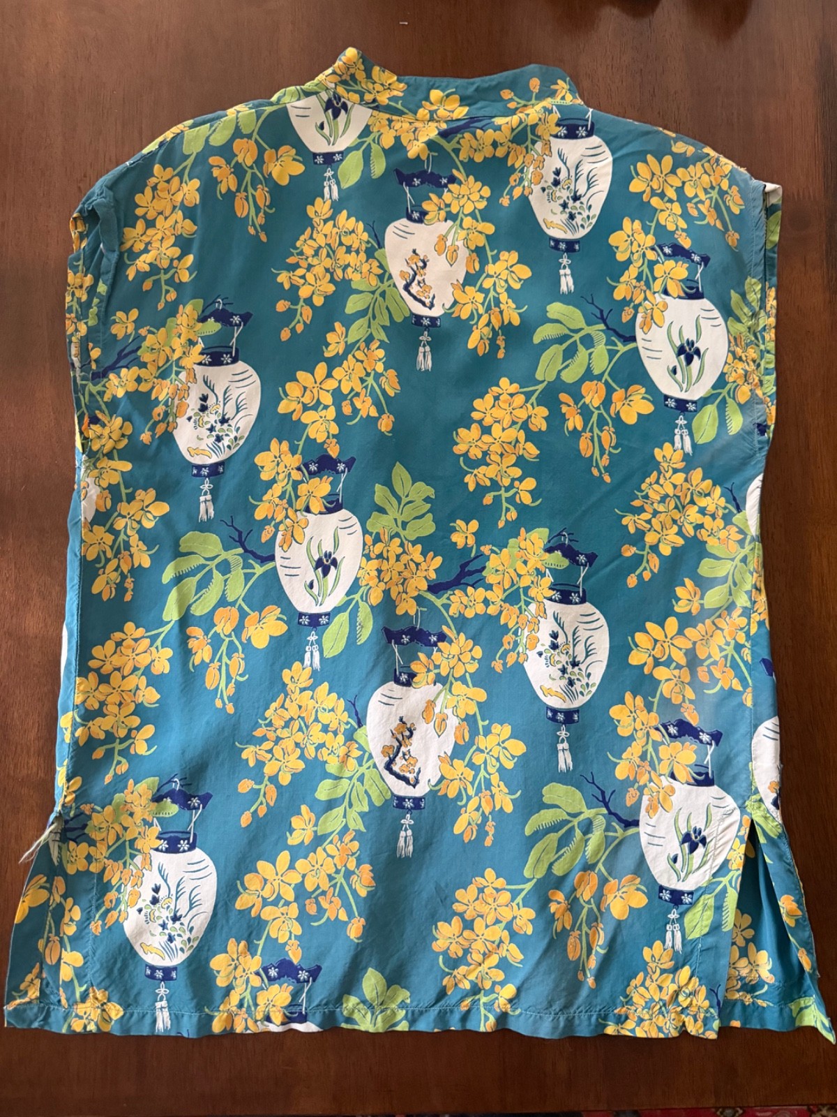 Vintage 1960s Surf ’n Sand Hawaiian Aloha Blouse Lantern Print Honolulu M/L