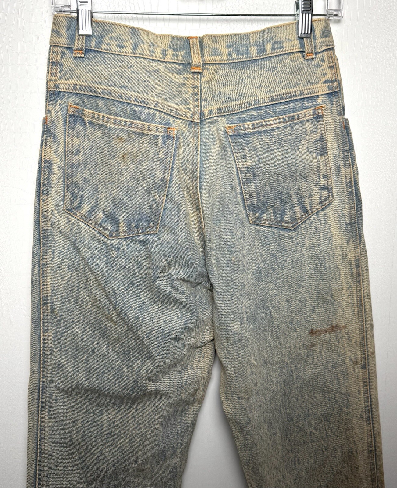 Vtg 80s Acid Wash Grunge Patchwork Jeans Punk Distressed High Waist 27×30