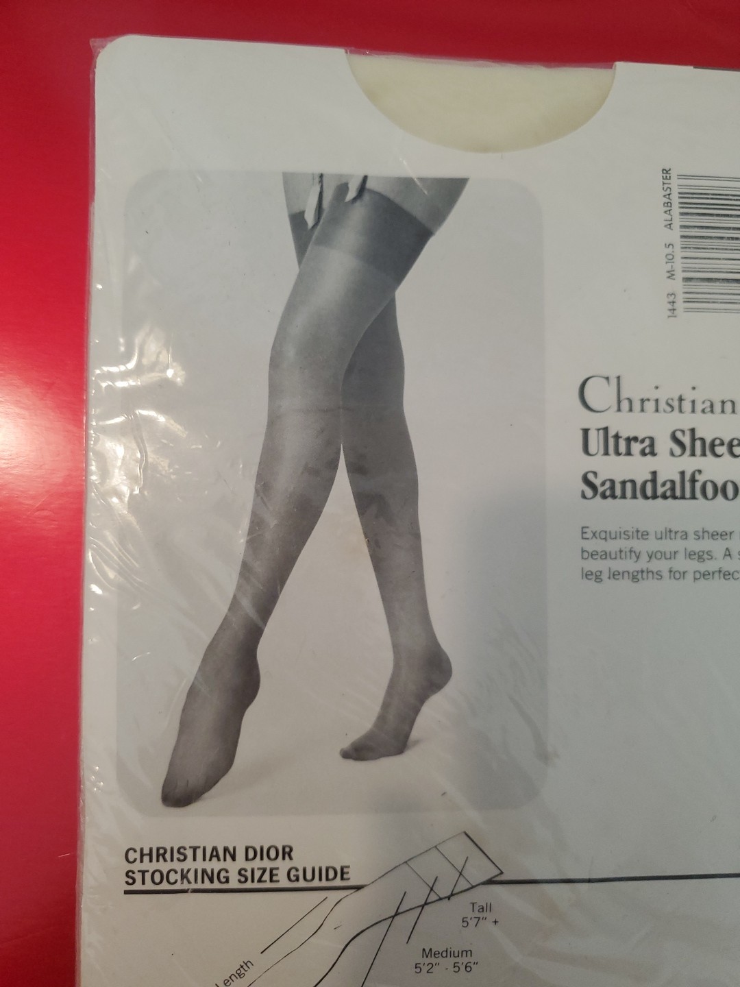 VTG Christian Dior Ultra Sheer Leg Sandalfoot Stockings Alabaster Medium 10.5