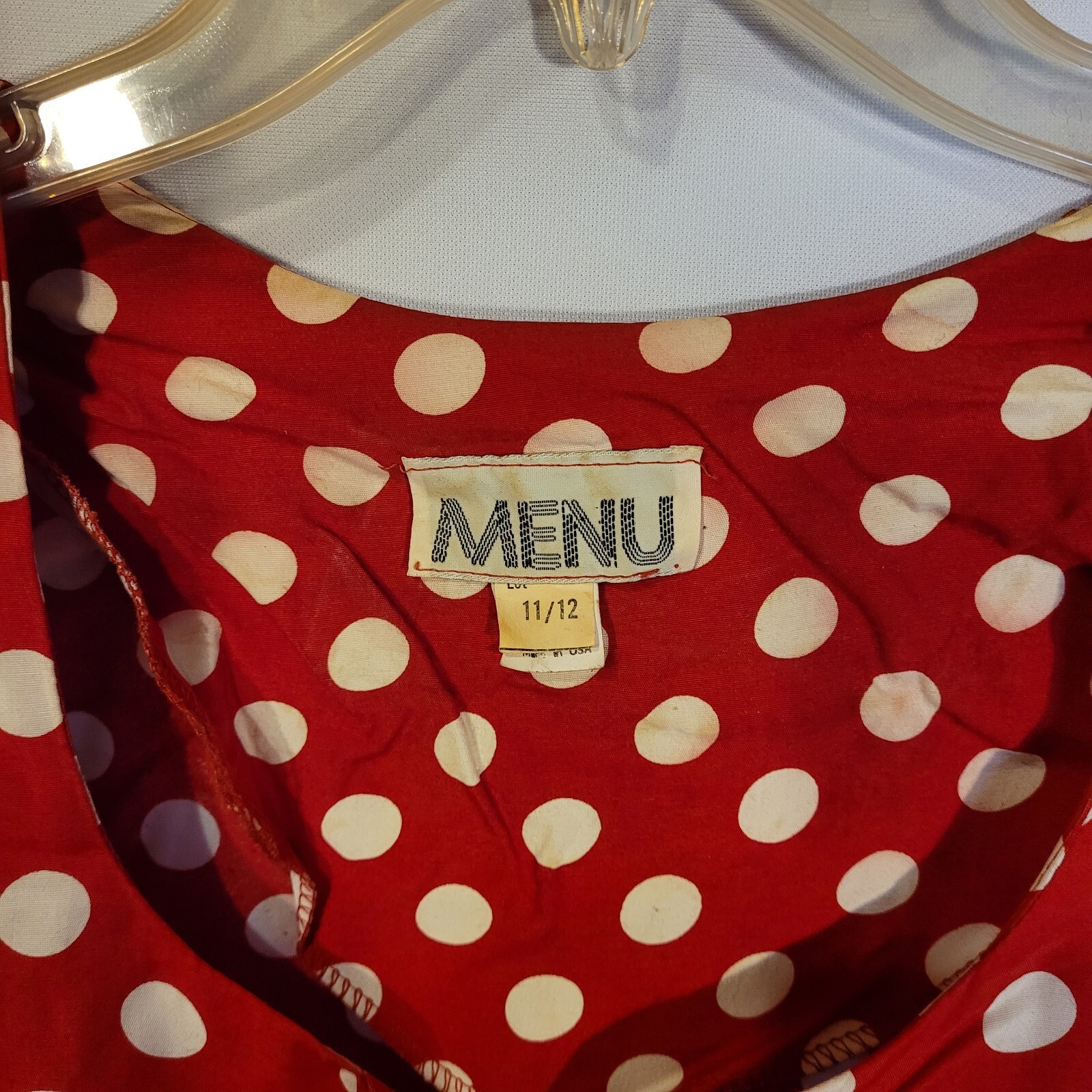 Vintage 90s Dress 2 pc, Red Polka Dot, MENU brand, size 11/12