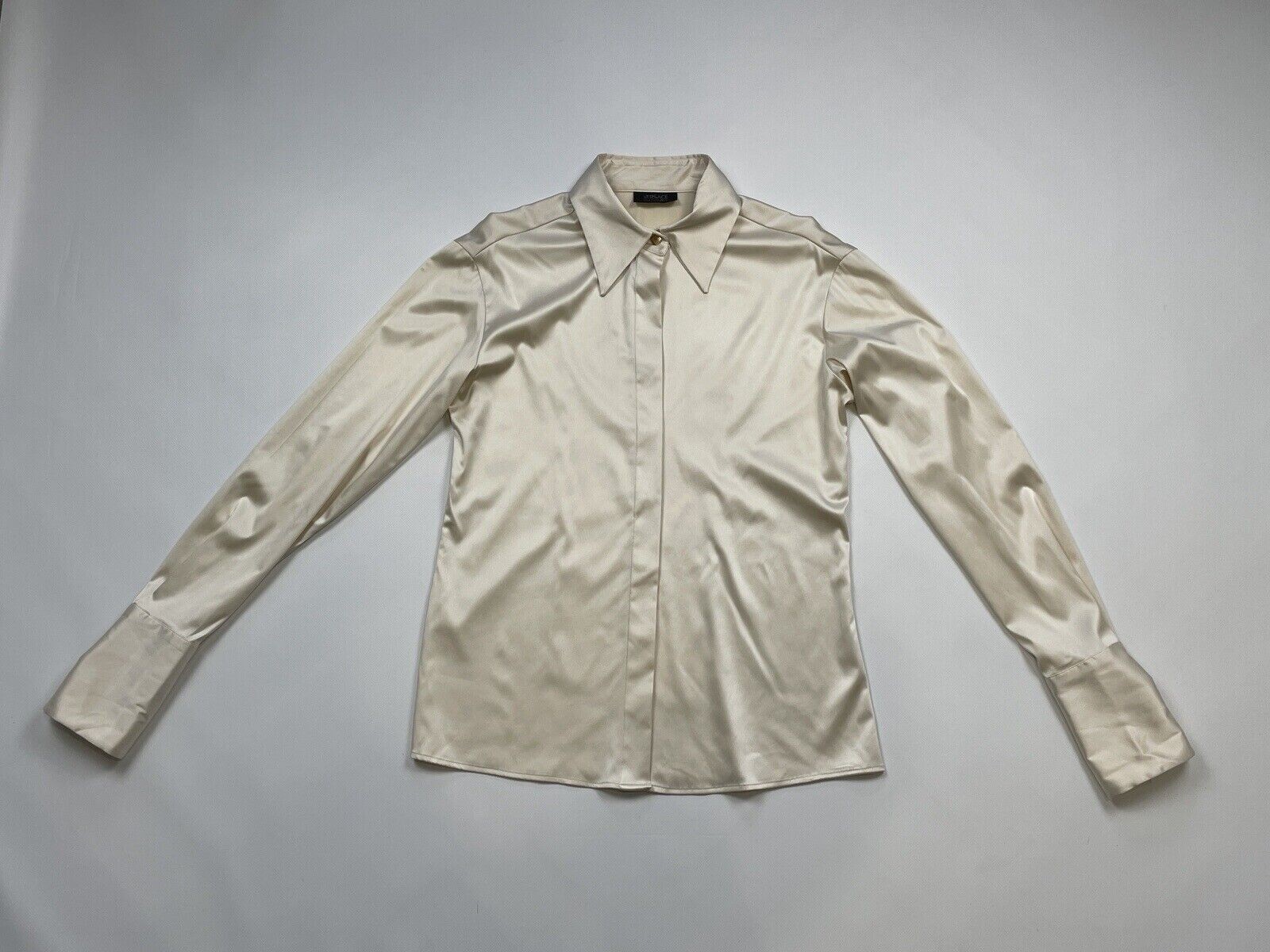 Vintage Versace Classic V2 Silk Shirt Ivory Blouse Top Size 44