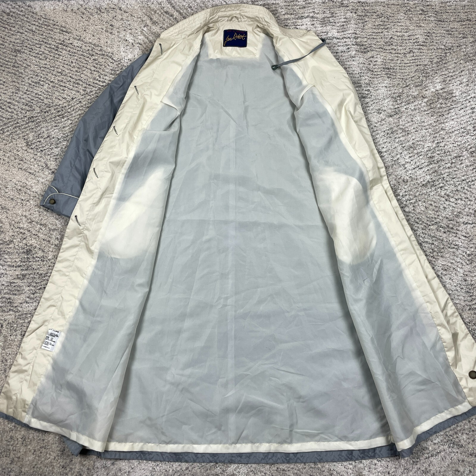 VTG Raincoat Women 12 Jan Robert Trench Rain Coat Jacket Silver Made In England