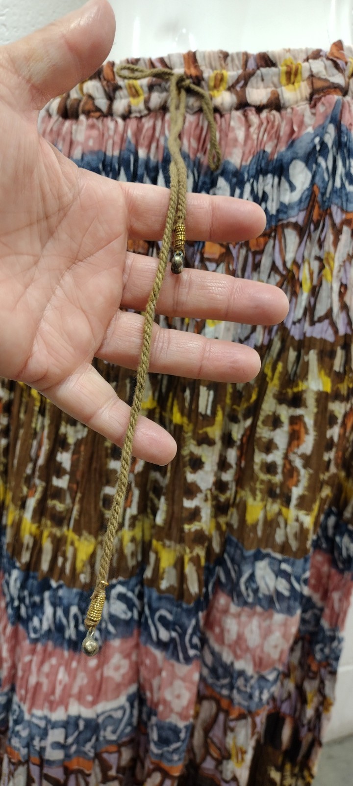 Brown Gauzy Cotton Broomstick Skirt Vintage Zashi Indian DEADSTOCK M/L