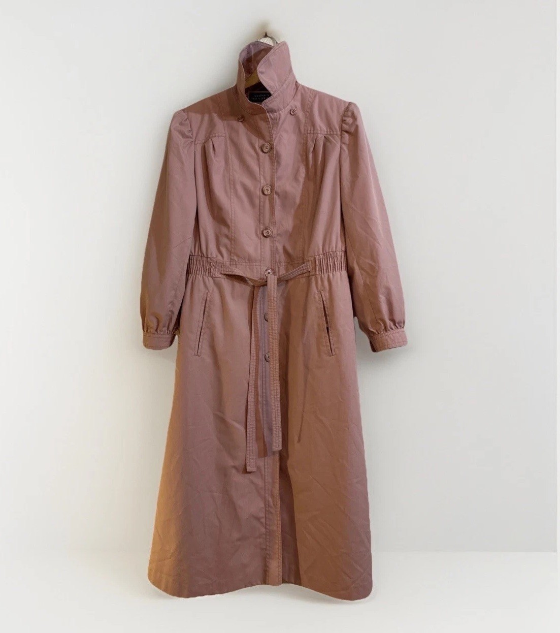 Vintage Windy Weather Dusty Rose Trench Coat Women’s M Pink Belted NWOT