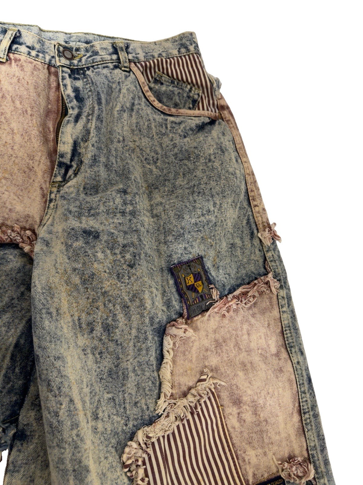 80s Vintage Kozmic Blues Acid Wash Patchwork Jeans 32M