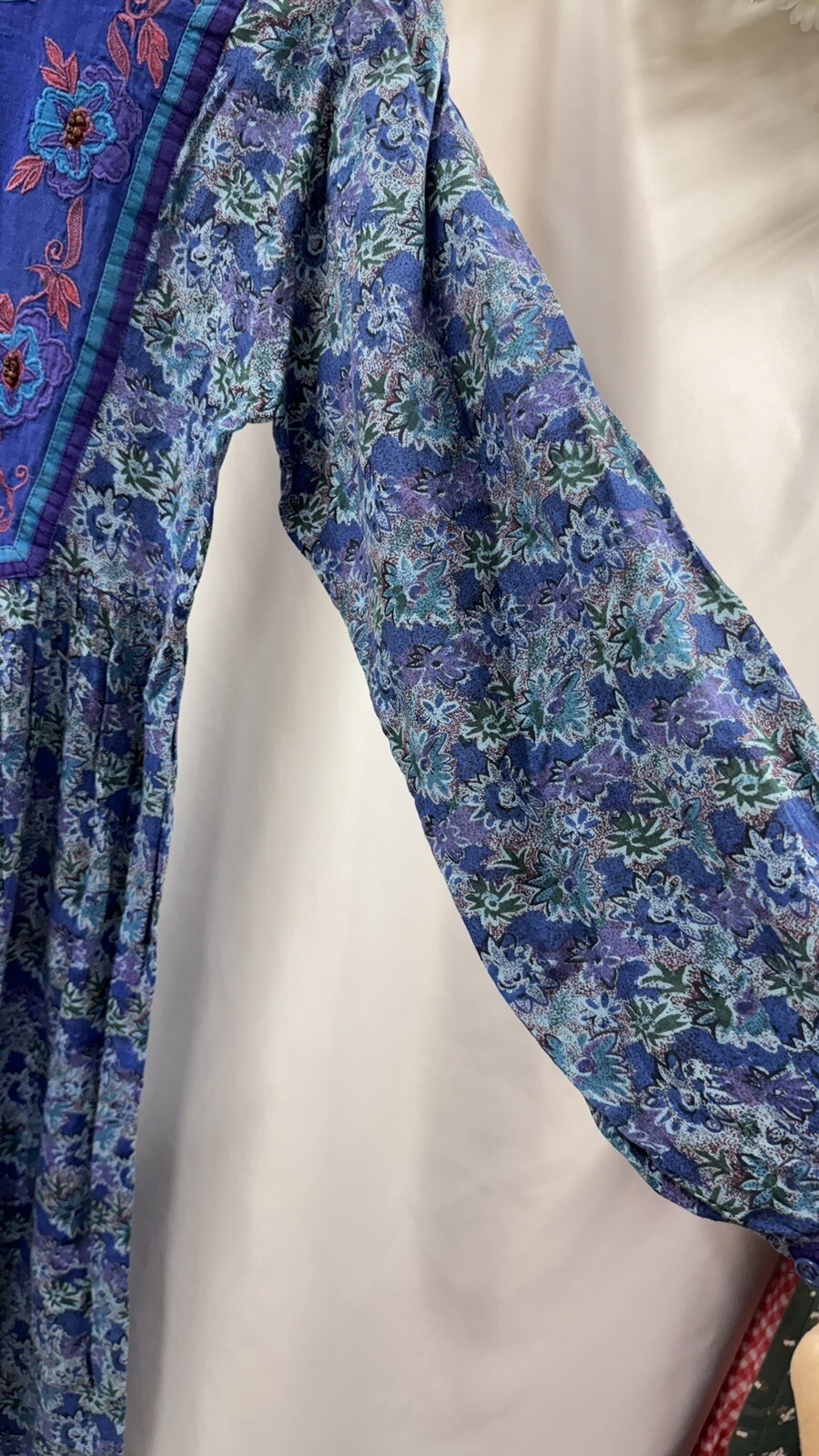 Rare Vintage phool Indian Cotton Dress Beaded Embroidery