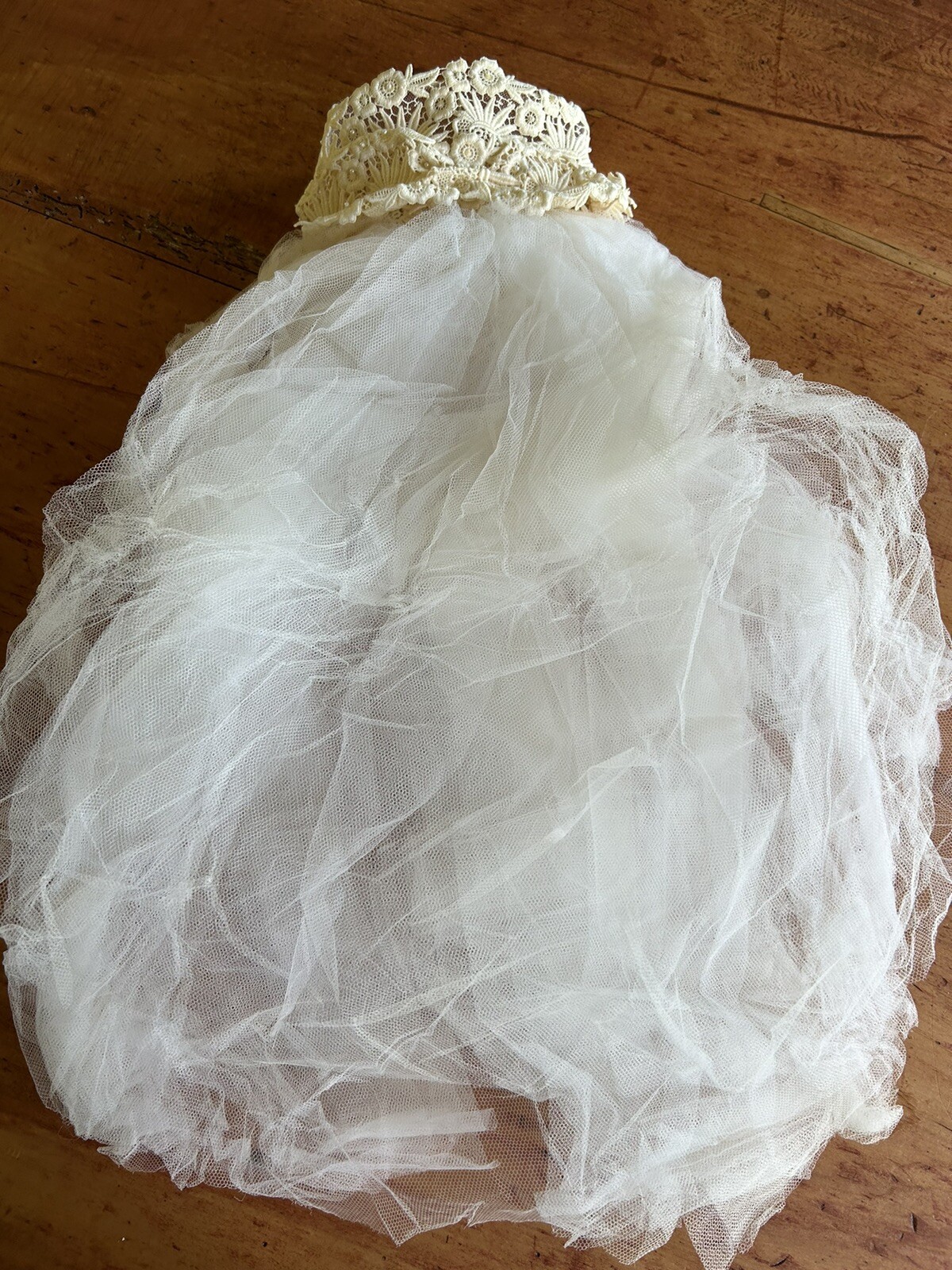 Vtg Edythe Vincent For Alfred Angelo Wedding Dress 1960s White Linen Ivory Lace