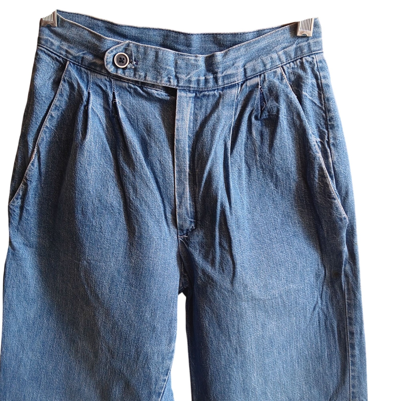 24×31 5 True Vintage Jeans 70’s High-Waisted Pleated Denim Faded Distress Boho