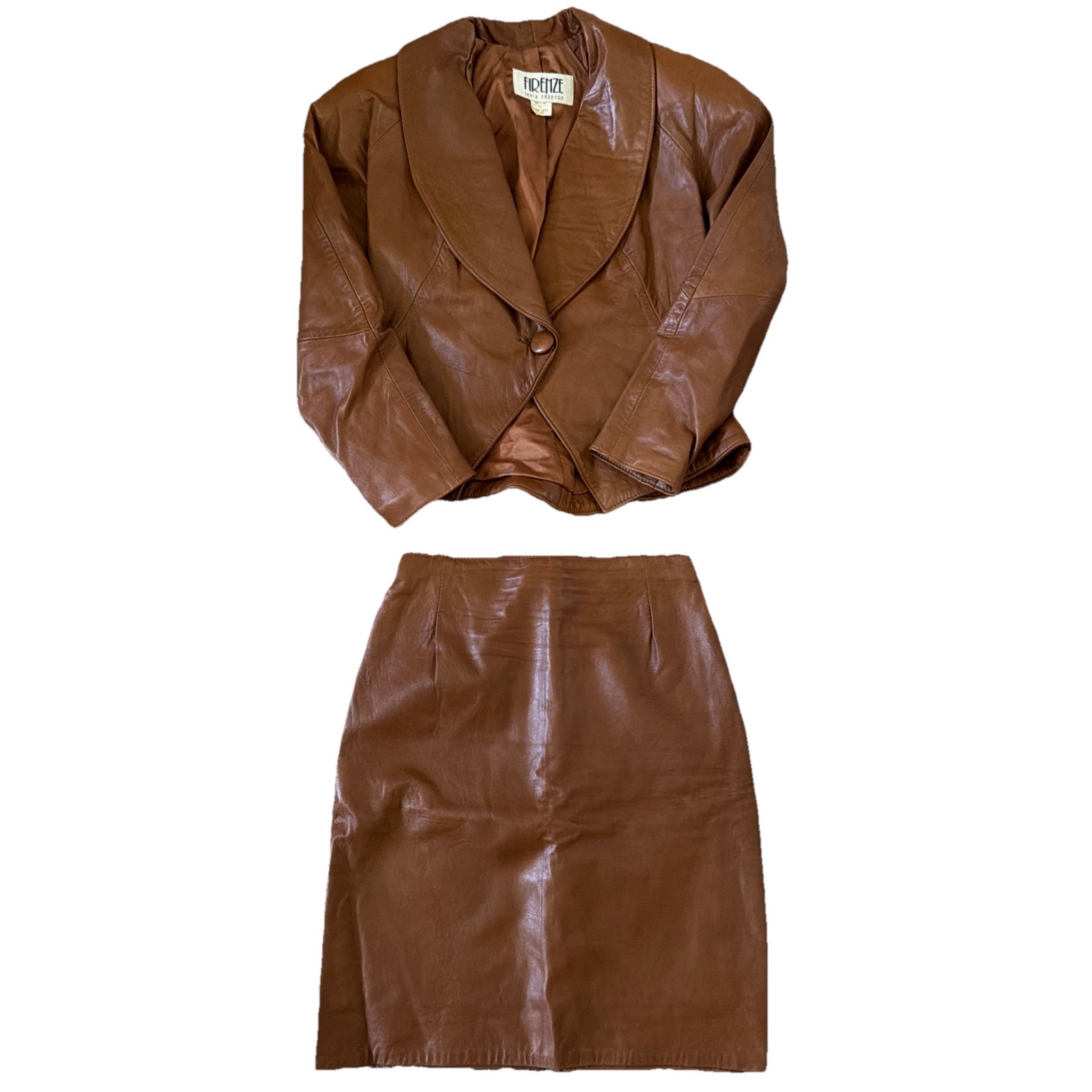 Vintage Firenze Santa Barbara Leather Jacket & Skirt Set